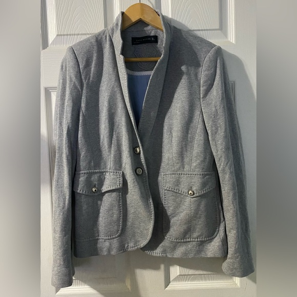 Zara Women Grey Knit Jersey Blazer Size Large - Picture 1 of 3